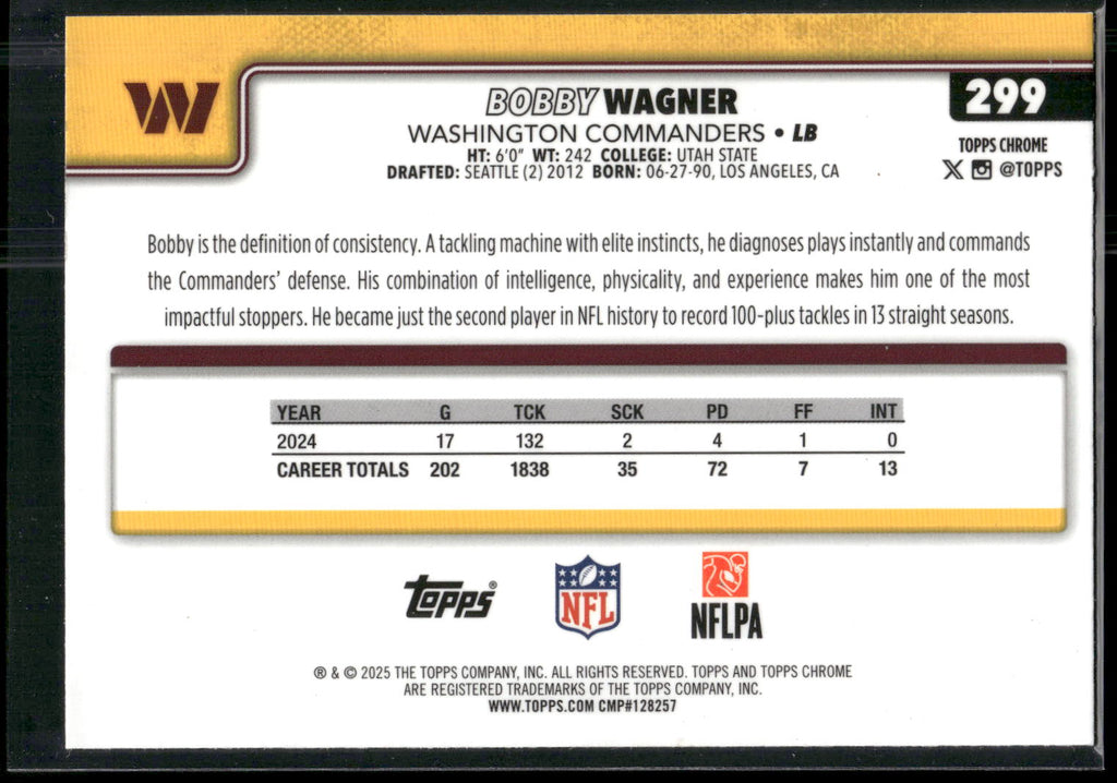 2025 Topps Chrome #299 Bobby Wagner