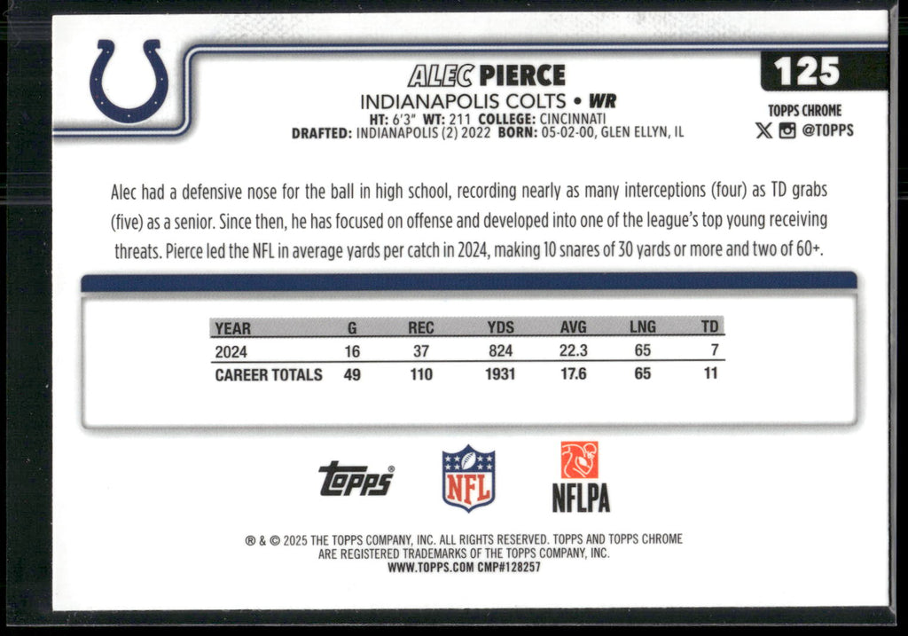 2025 Topps Chrome #125 Alec Pierce