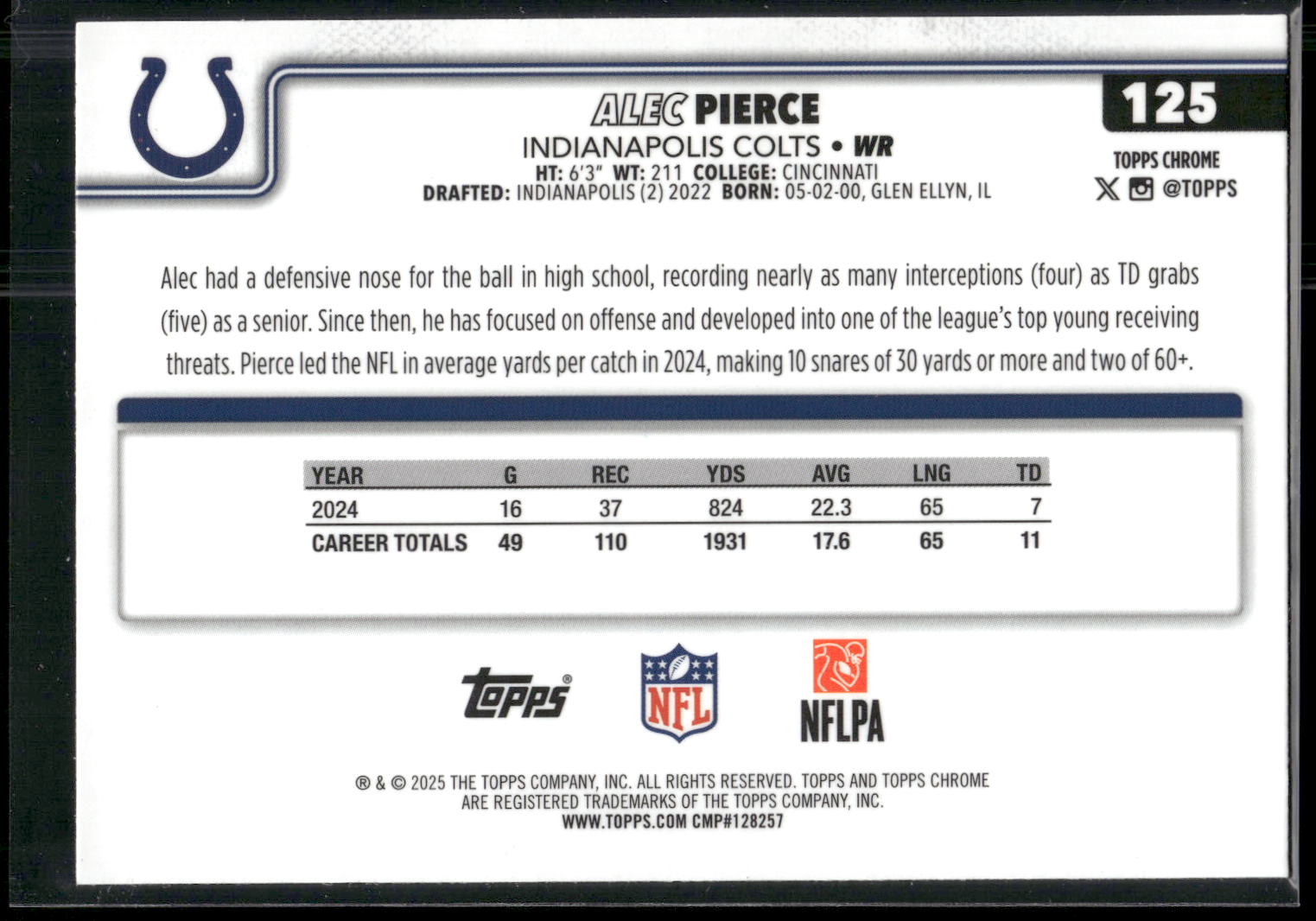 2025 Topps Chrome #125 Alec Pierce