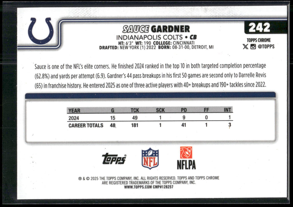 2025 Topps Chrome #242 Sauce Gardner Refractor
