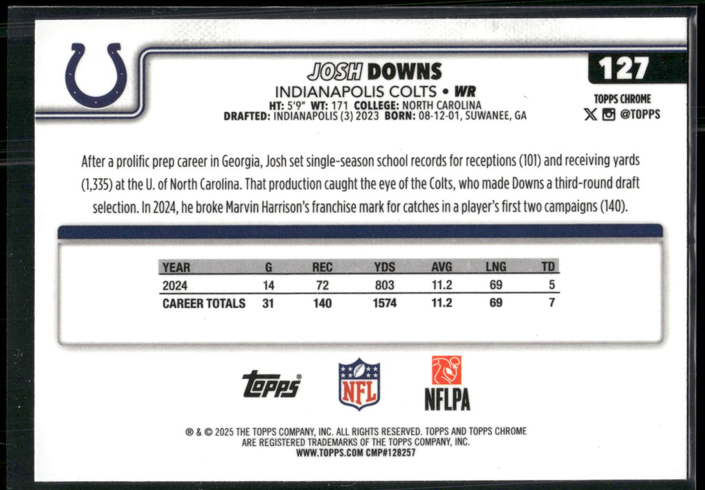 2025 Topps Chrome #127 Josh Downs