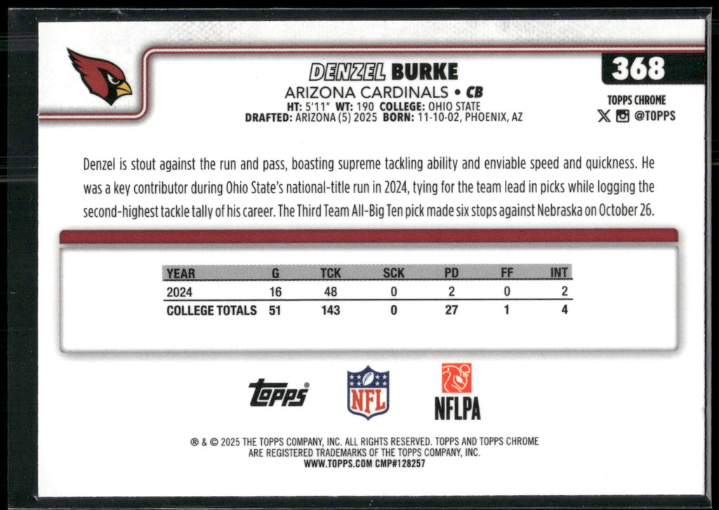 2025 Topps Chrome #368 Denzel Burke