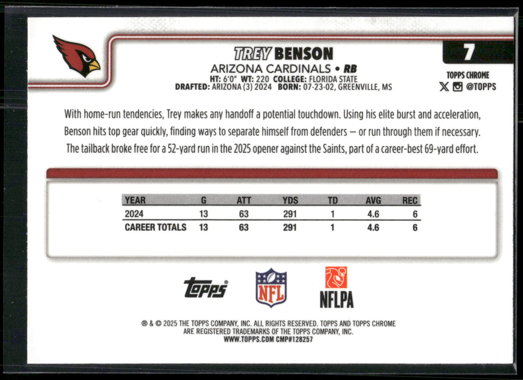 2025 Topps Chrome #7 Trey Benson