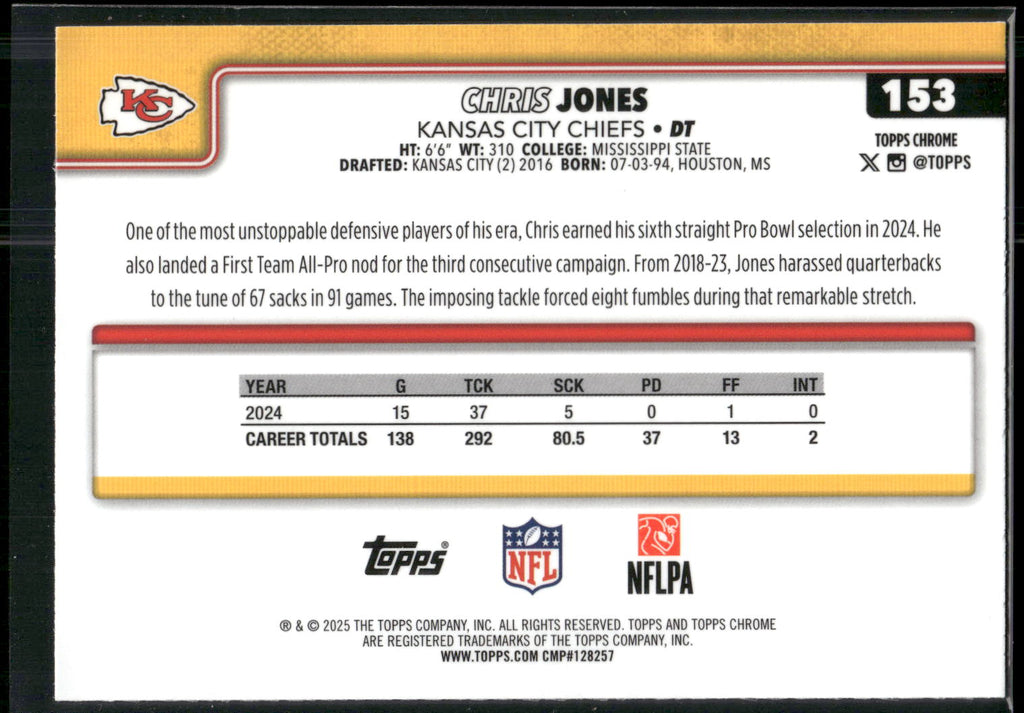 2025 Topps Chrome #153 Chris Jones