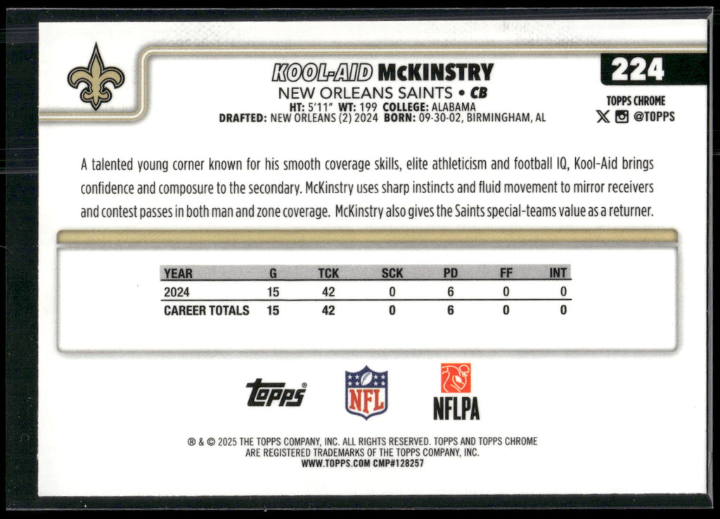 2025 Topps Chrome #224 Kool-Aid McKinstry