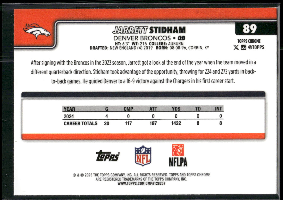 2025 Topps Chrome #89 Jarrett Stidham