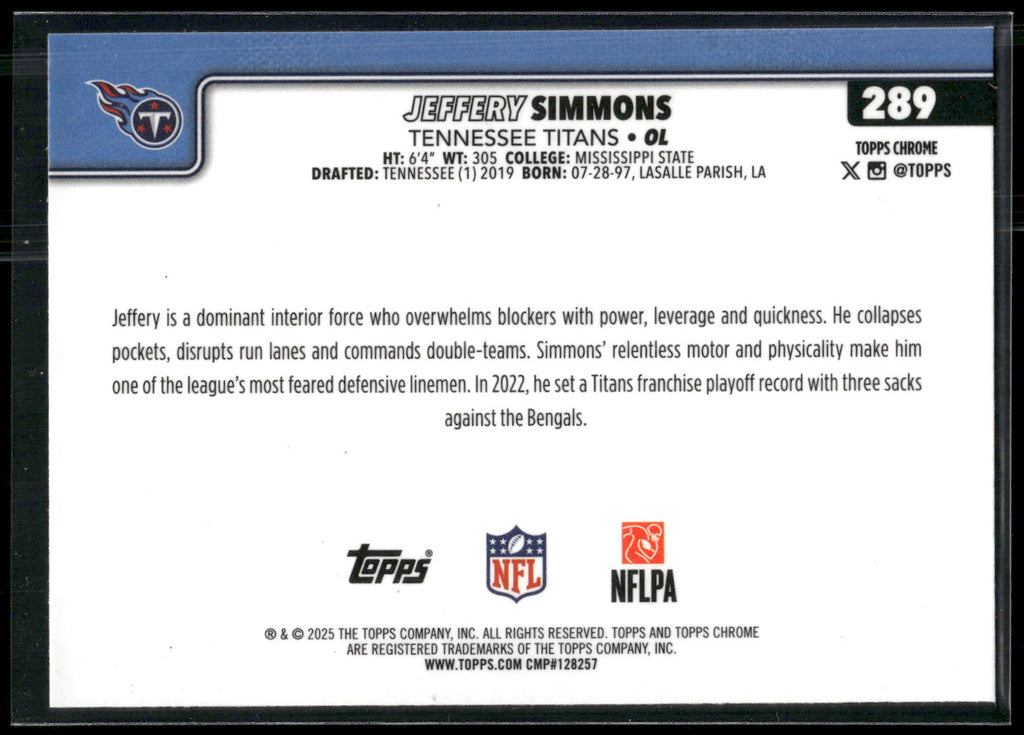 2025 Topps Chrome #289 Jeffery Simmons