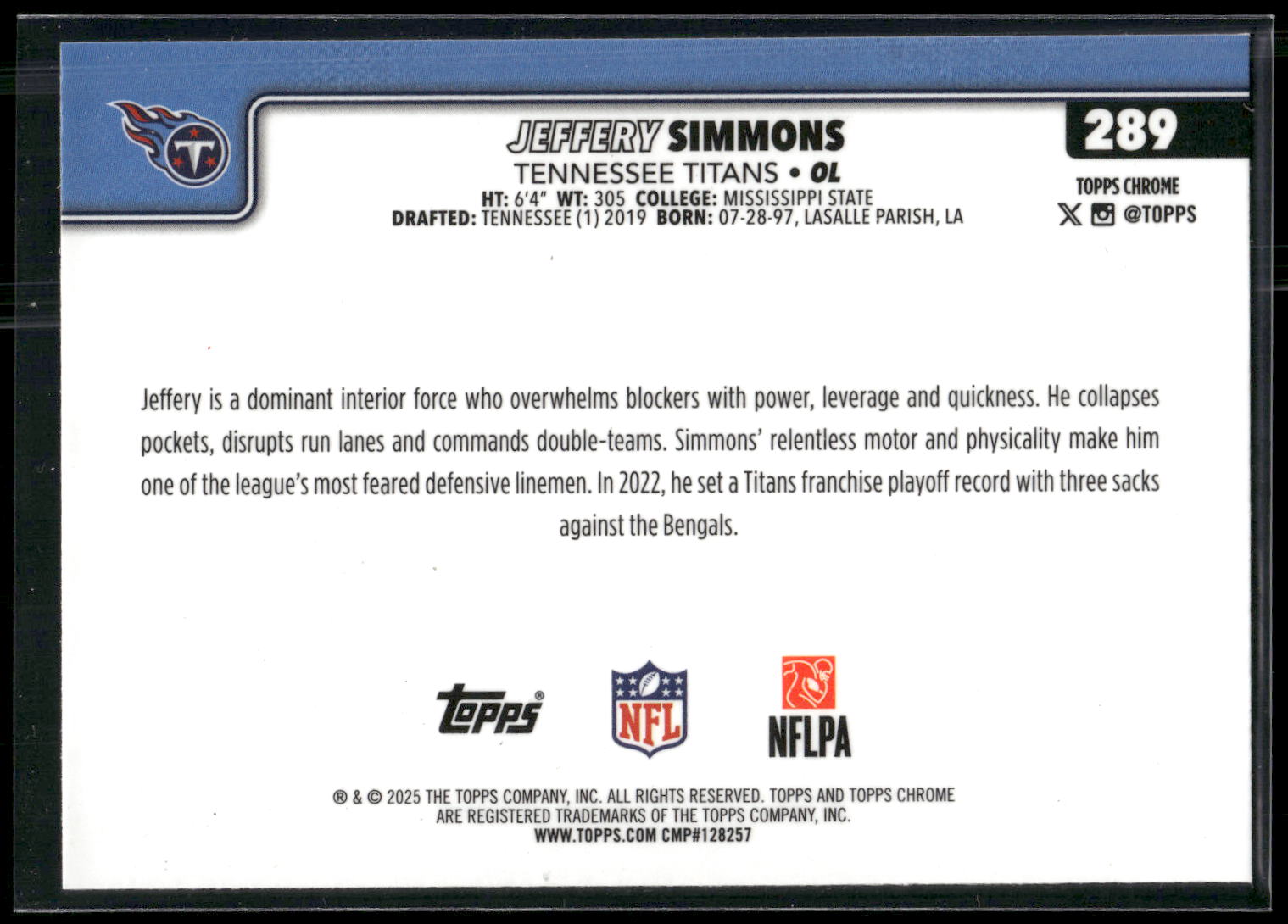 2025 Topps Chrome #289 Jeffery Simmons