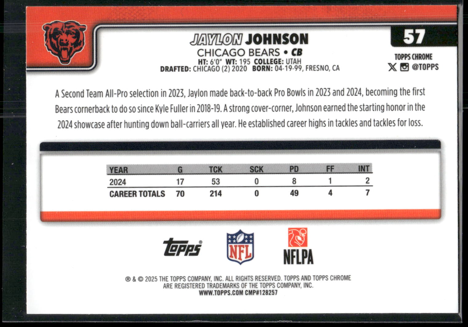 2025 Topps Chrome #57 Jaylon Johnson