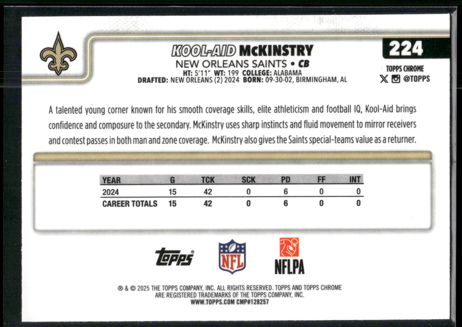 2025 Topps Chrome #224 Kool-Aid McKinstry