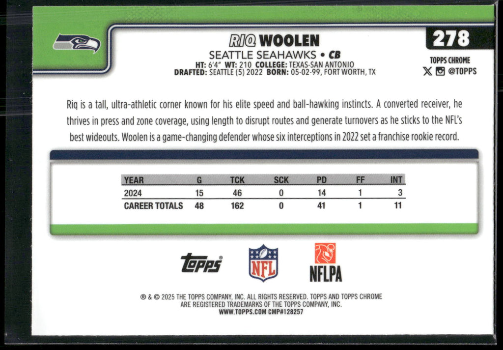 2025 Topps Chrome #278 Riq Woolen