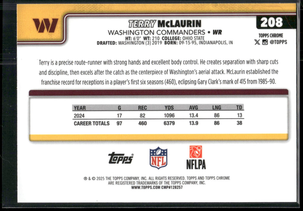 2025 Topps Chrome #208 Terry McLaurin
