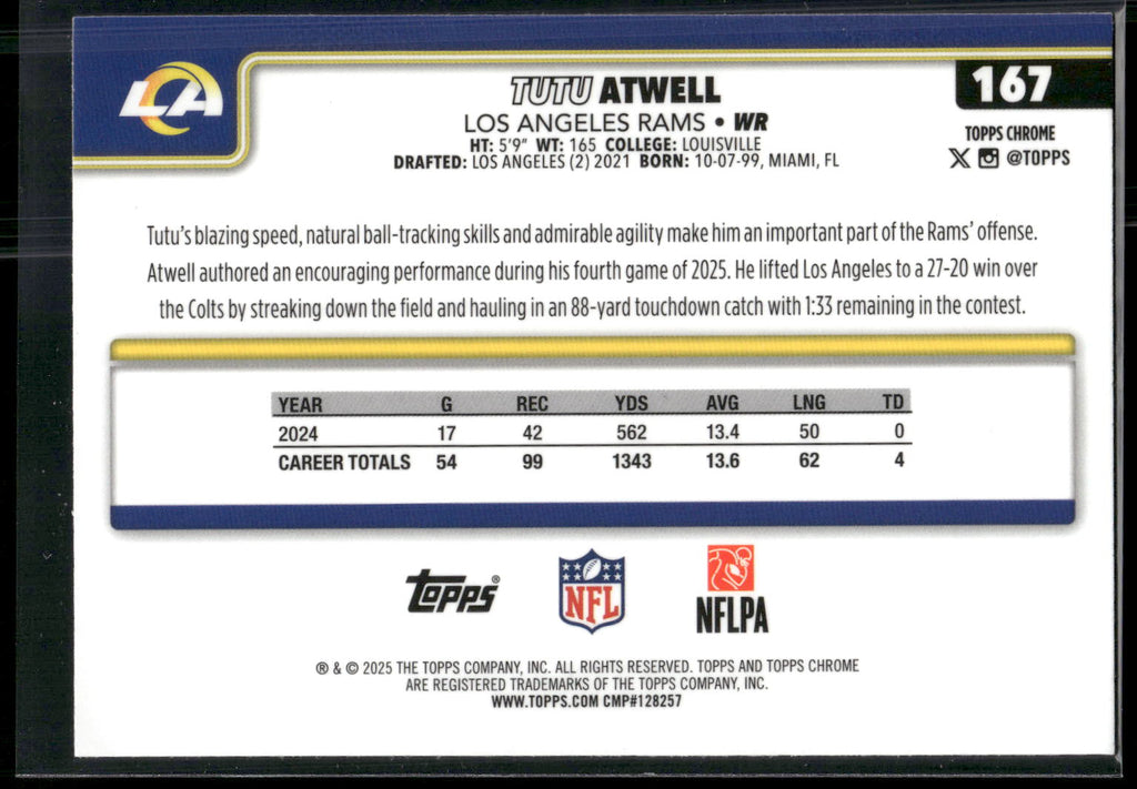 2025 Topps Chrome #167 Tutu Atwell