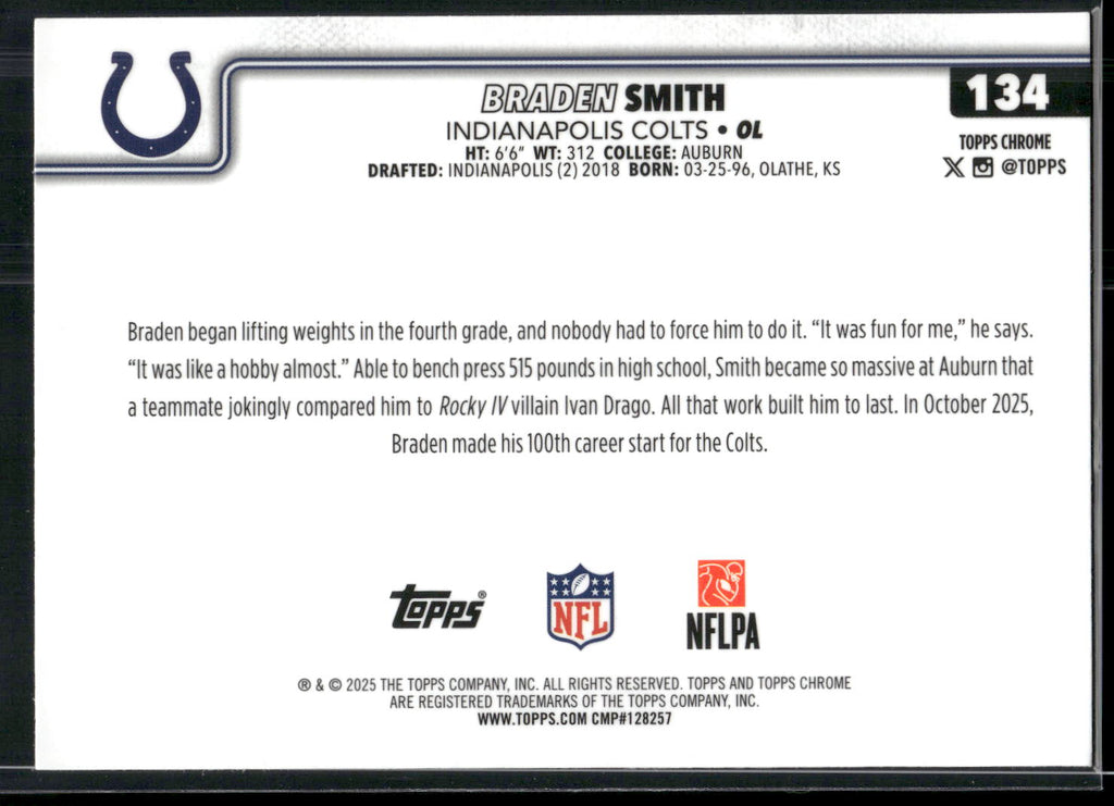 2025 Topps Chrome #134 Braden Smith