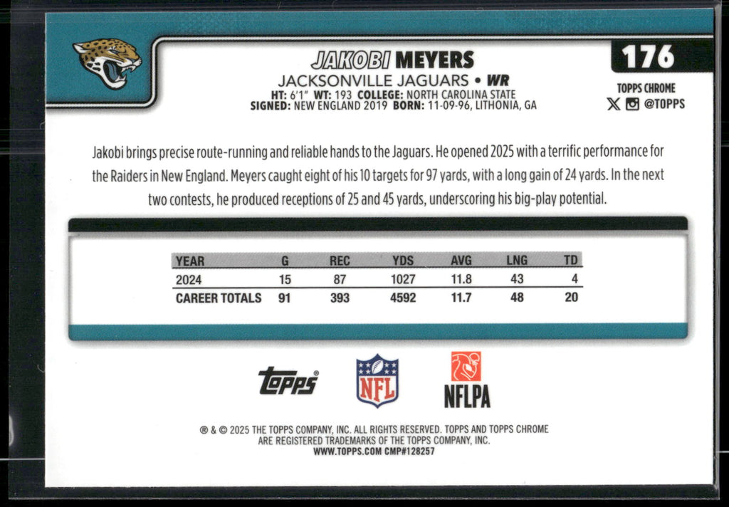 2025 Topps Chrome #176 Jakobi Meyers