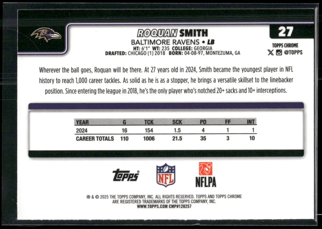 2025 Topps Chrome #27 Roquan Smith