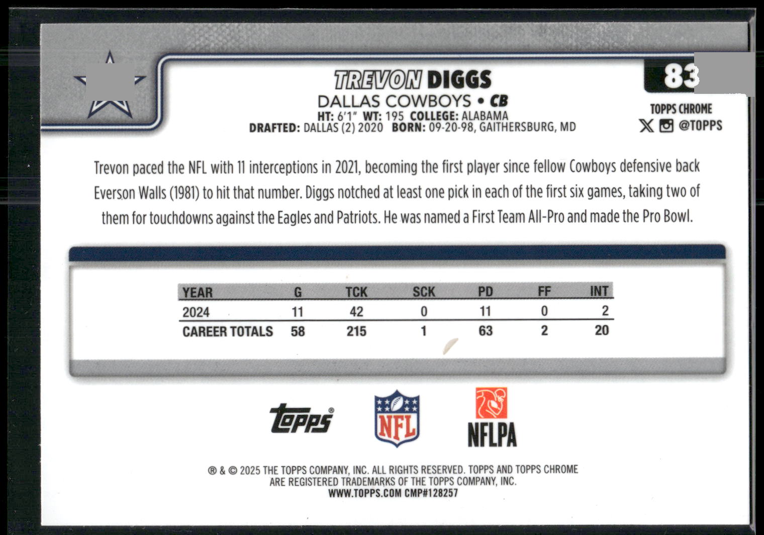 2025 Topps Chrome #83 Trevon Diggs
