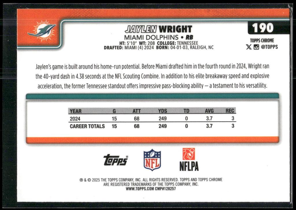 2025 Topps Chrome #190 Jaylen Wright