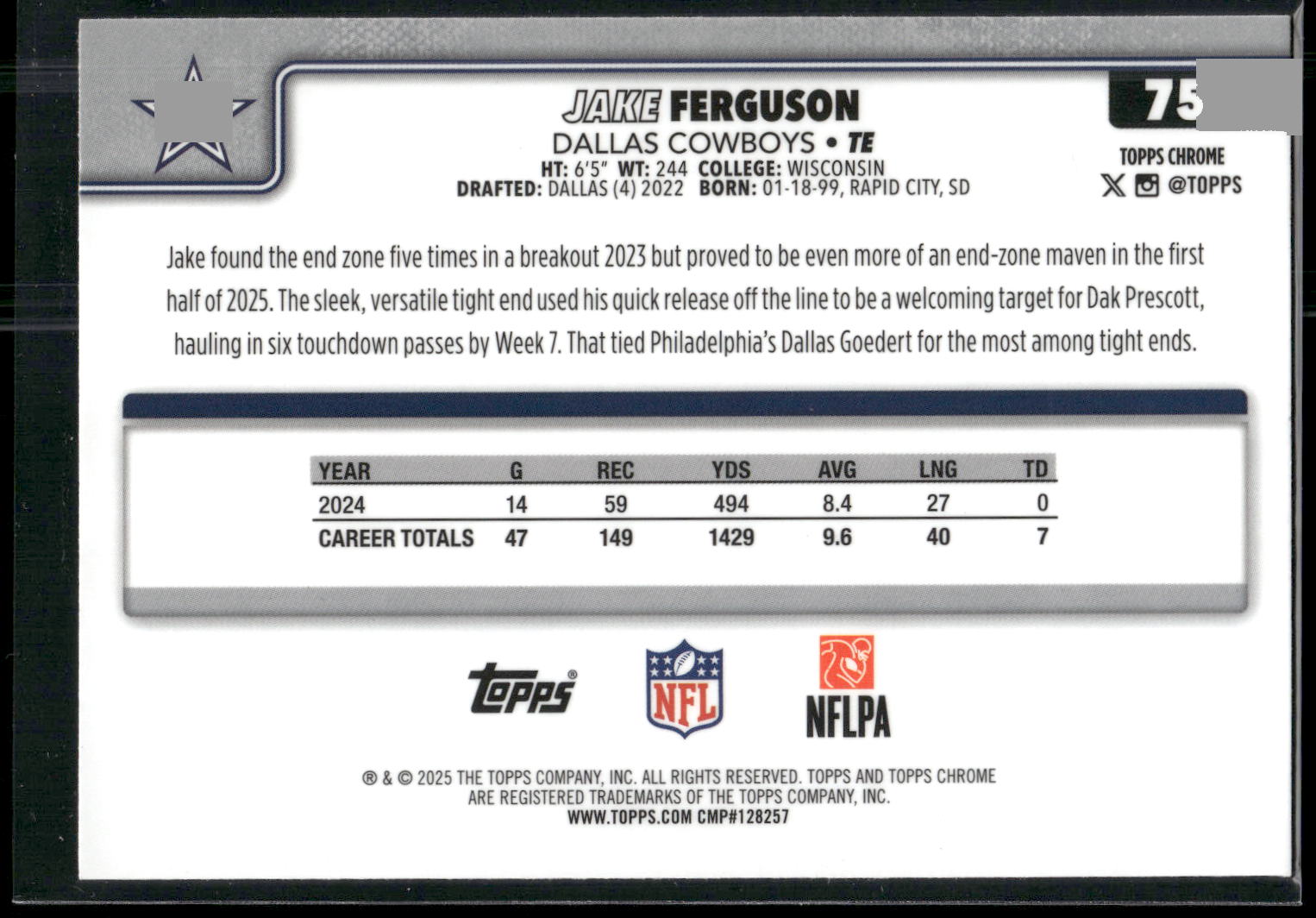 2025 Topps Chrome #75 Jake Ferguson