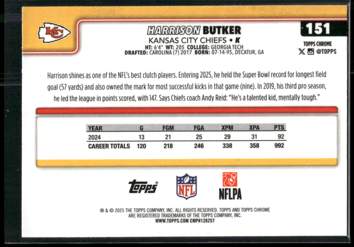 2025 Topps Chrome #151 Harrison Butker