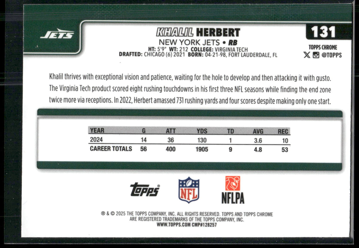 2025 Topps Chrome #131 Khalil Herbert