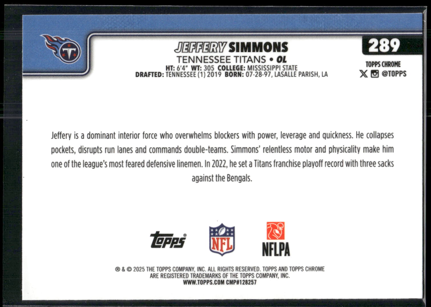 2025 Topps Chrome #289 Jeffery Simmons