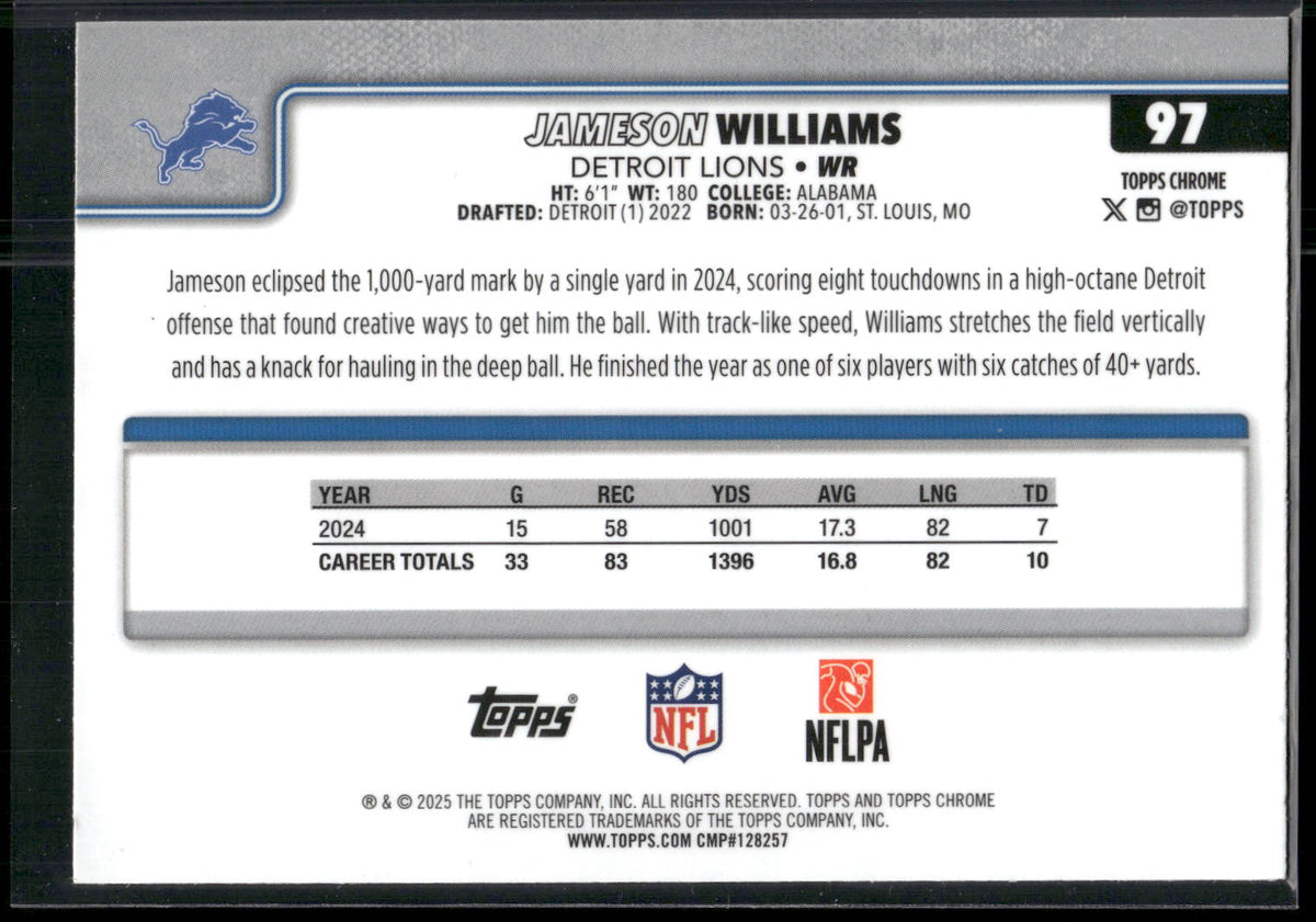 2025 Topps Chrome #97 Jameson Williams
