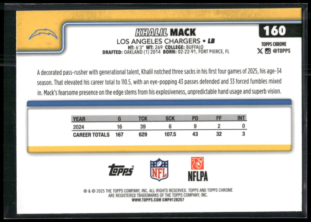2025 Topps Chrome #160 Khalil Mack
