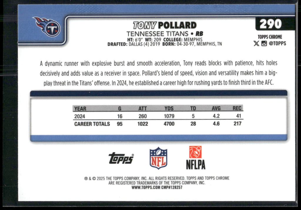 2025 Topps Chrome #290 Tony Pollard