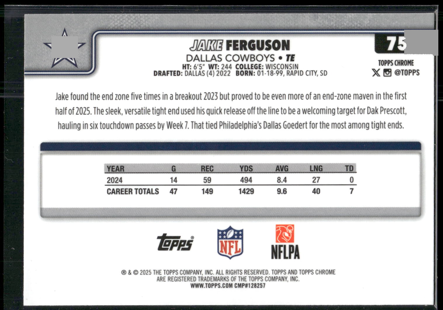 2025 Topps Chrome #75 Jake Ferguson