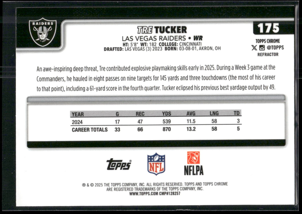 2025 Topps Chrome #175 Tre Tucker Refractor