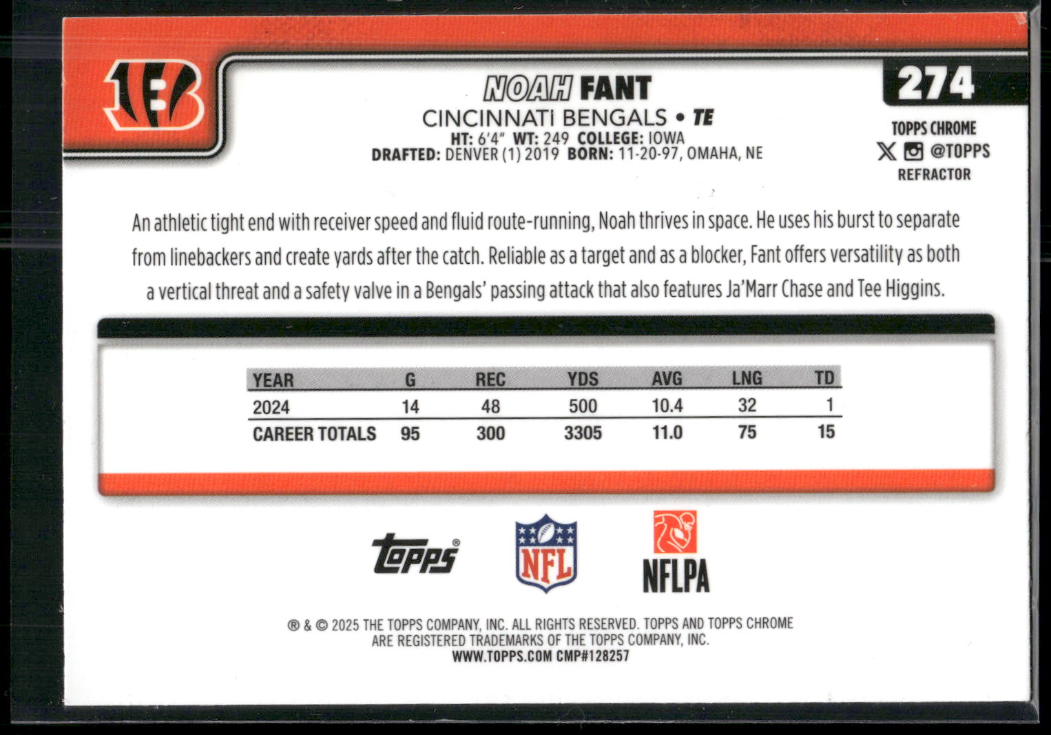 2025 Topps Chrome #274 Noah Fant Refractor