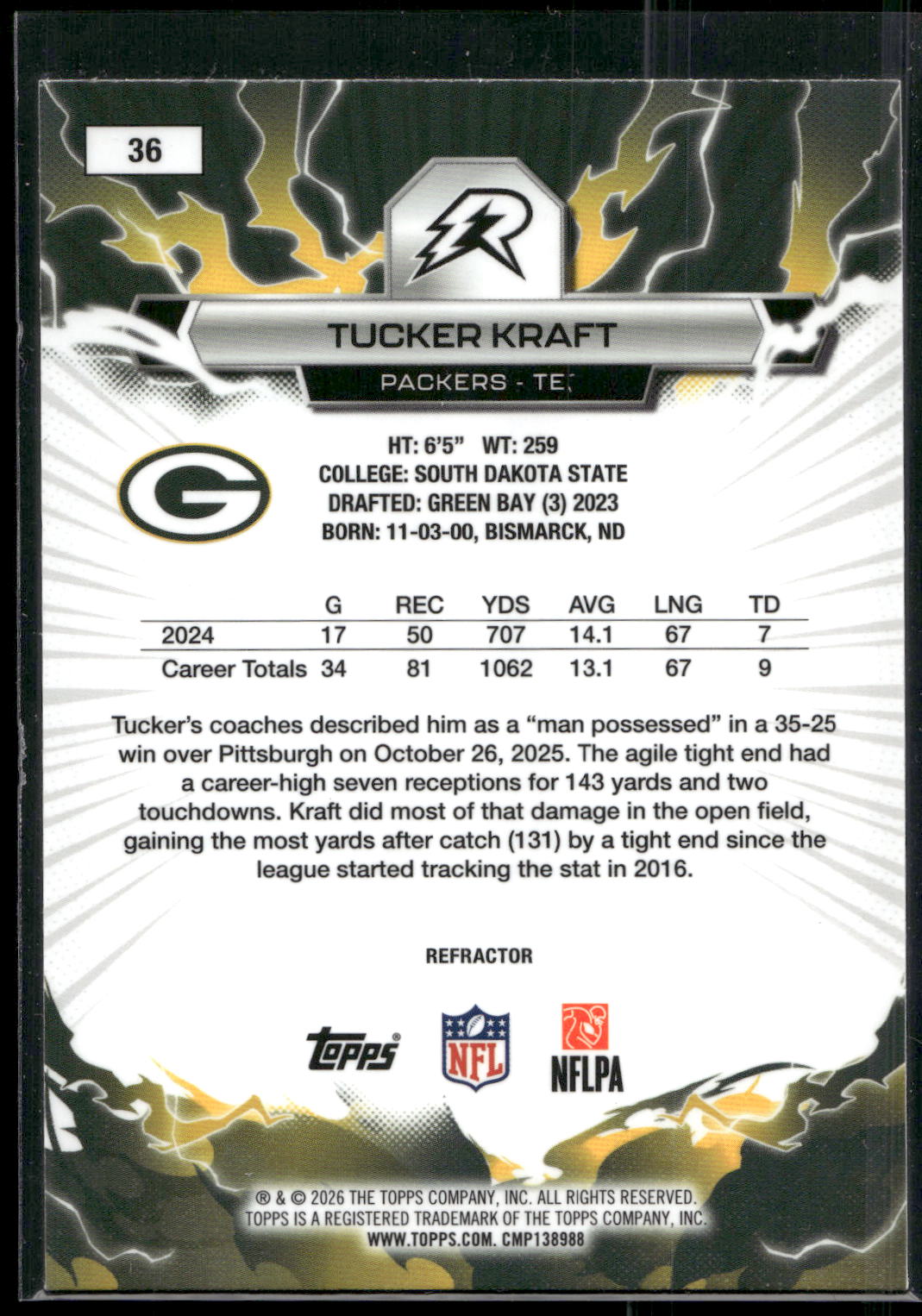 2025 Topps Resurgence #36 Tucker Kraft Refractor