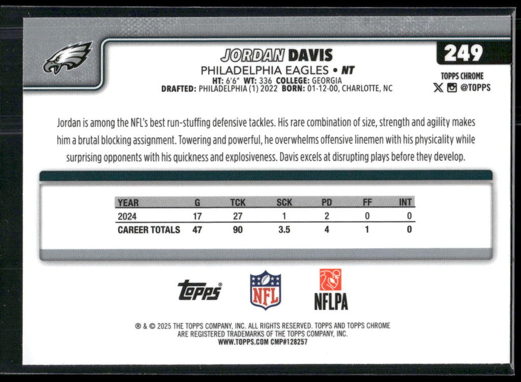 2025 Topps Chrome #249 Jordan Davis