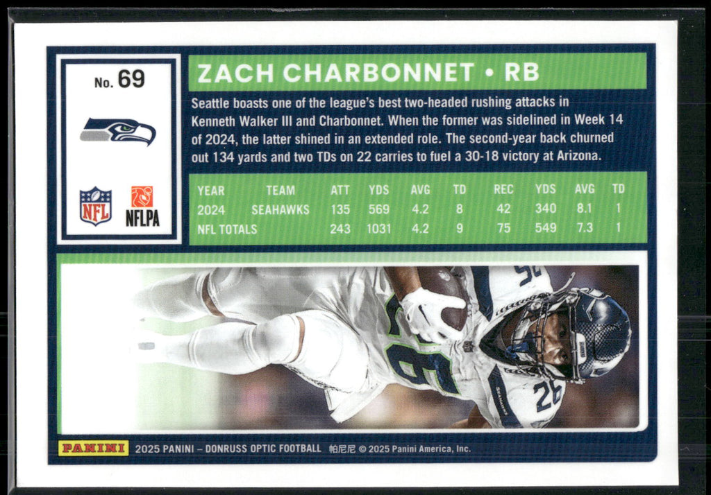 2025 Donruss Optic #69 Zach Charbonnet