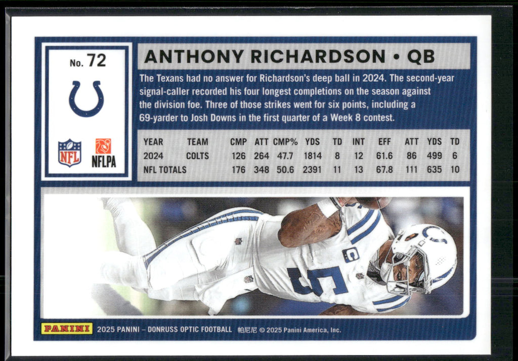 2025 Donruss Optic #72 Anthony Richardson
