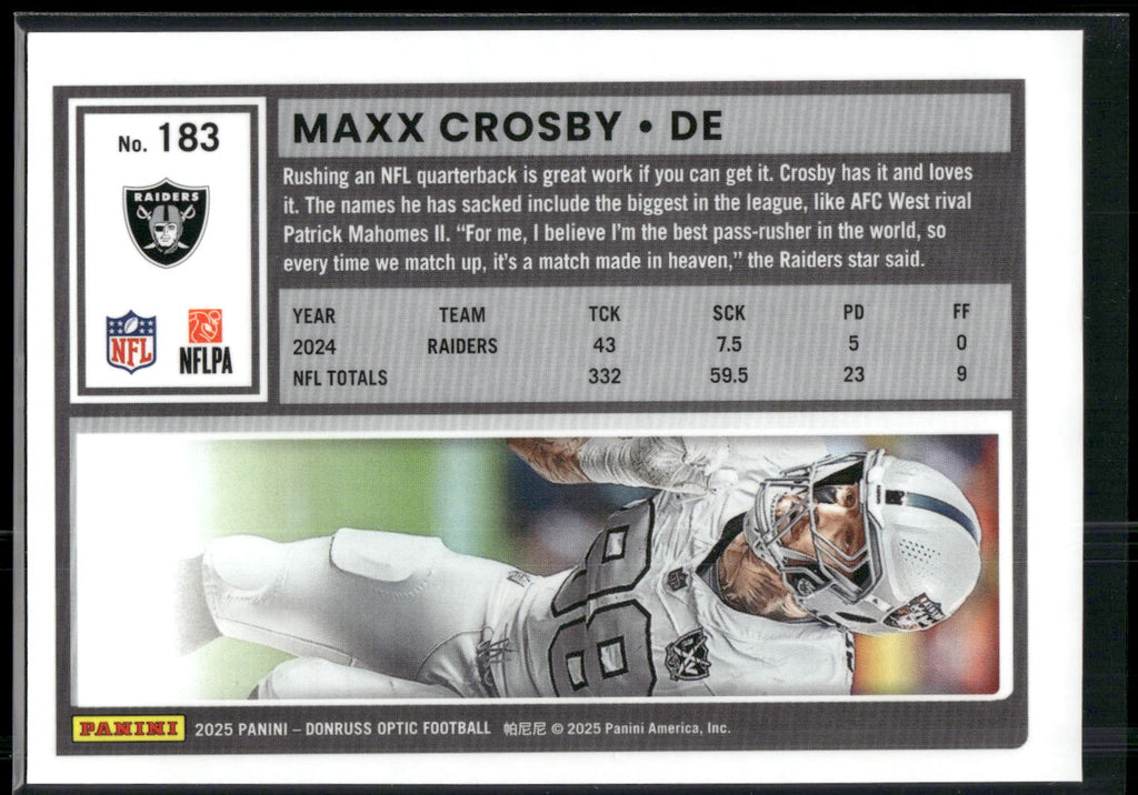 2025 Donruss Optic #183 Maxx Crosby