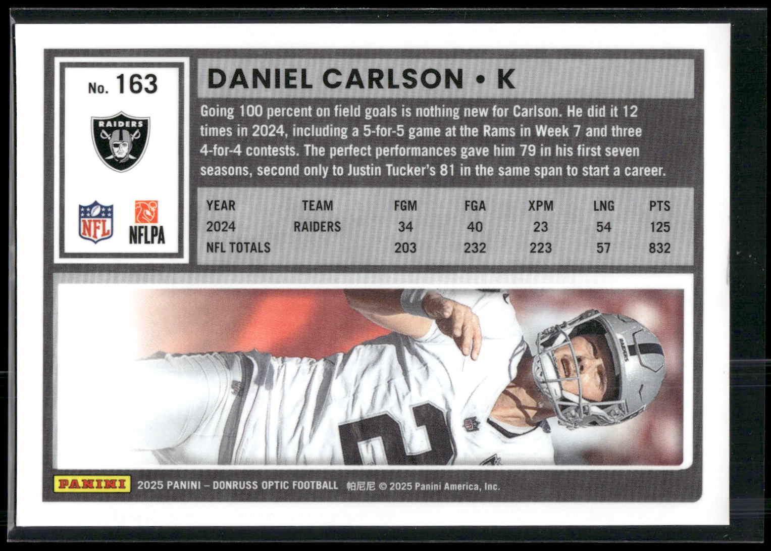 2025 Donruss Optic #163 Daniel Carlson