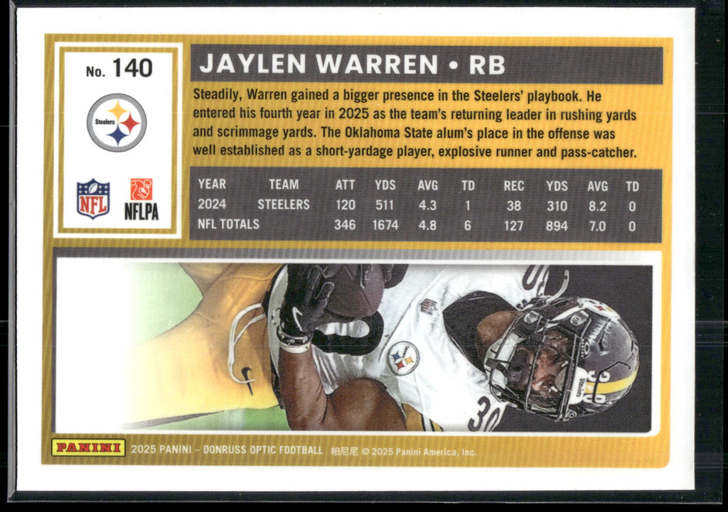 2025 Donruss Optic #140 Jaylen Warren