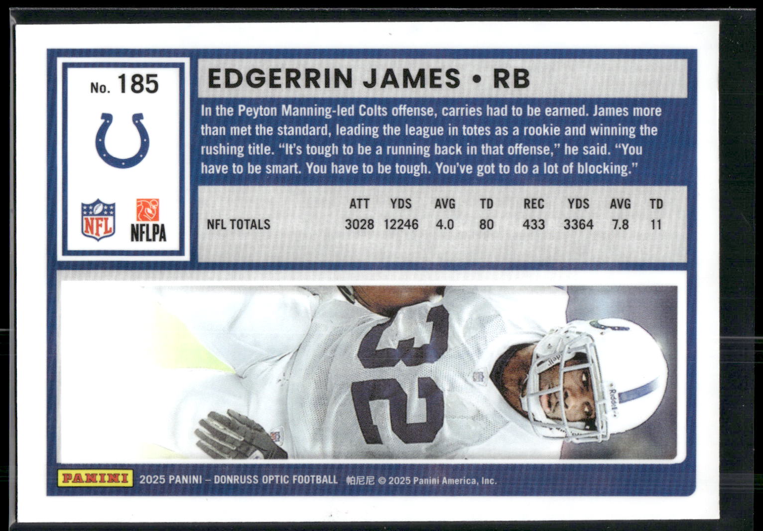2025 Donruss Optic #185 Edgerrin James