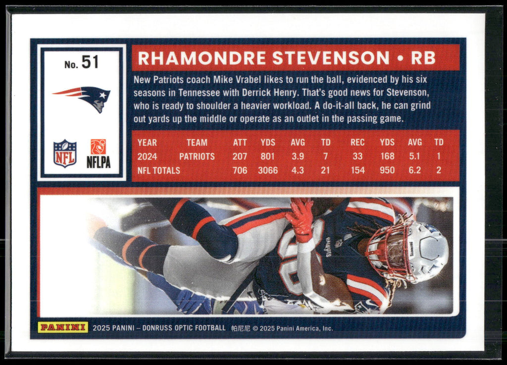 2025 Donruss Optic #51 Rhamondre Stevenson