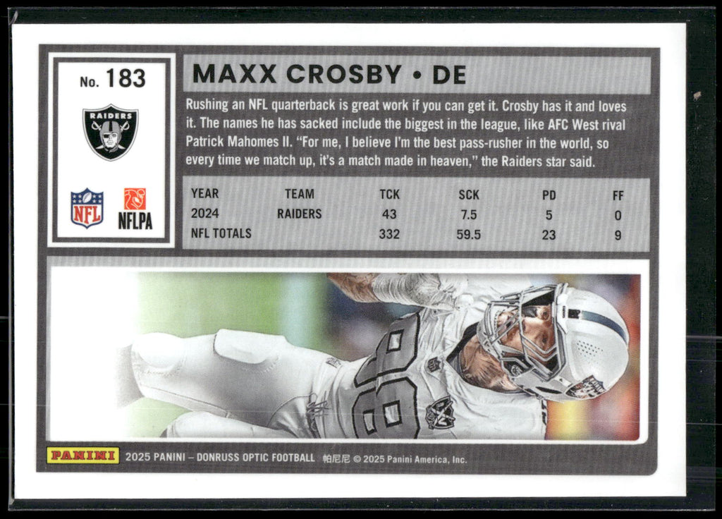 2025 Donruss Optic #183 Maxx Crosby