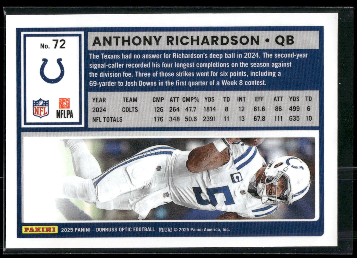 2025 Donruss Optic #72 Anthony Richardson