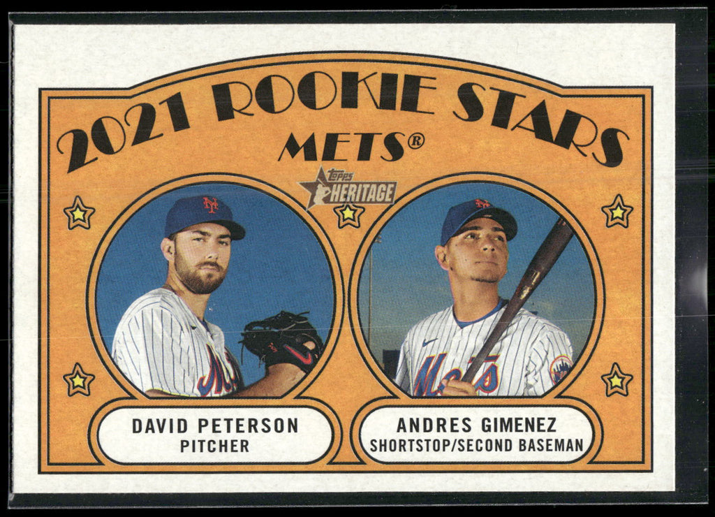 2021 Topps Heritage #5 Mets 2021 Rookie Stars (David Peterson / Andres Gimenez)