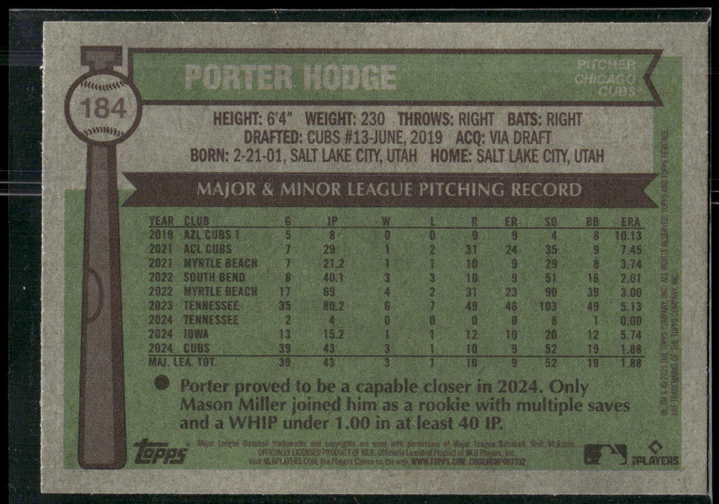 2025 Topps Heritage #184 Porter Hodge