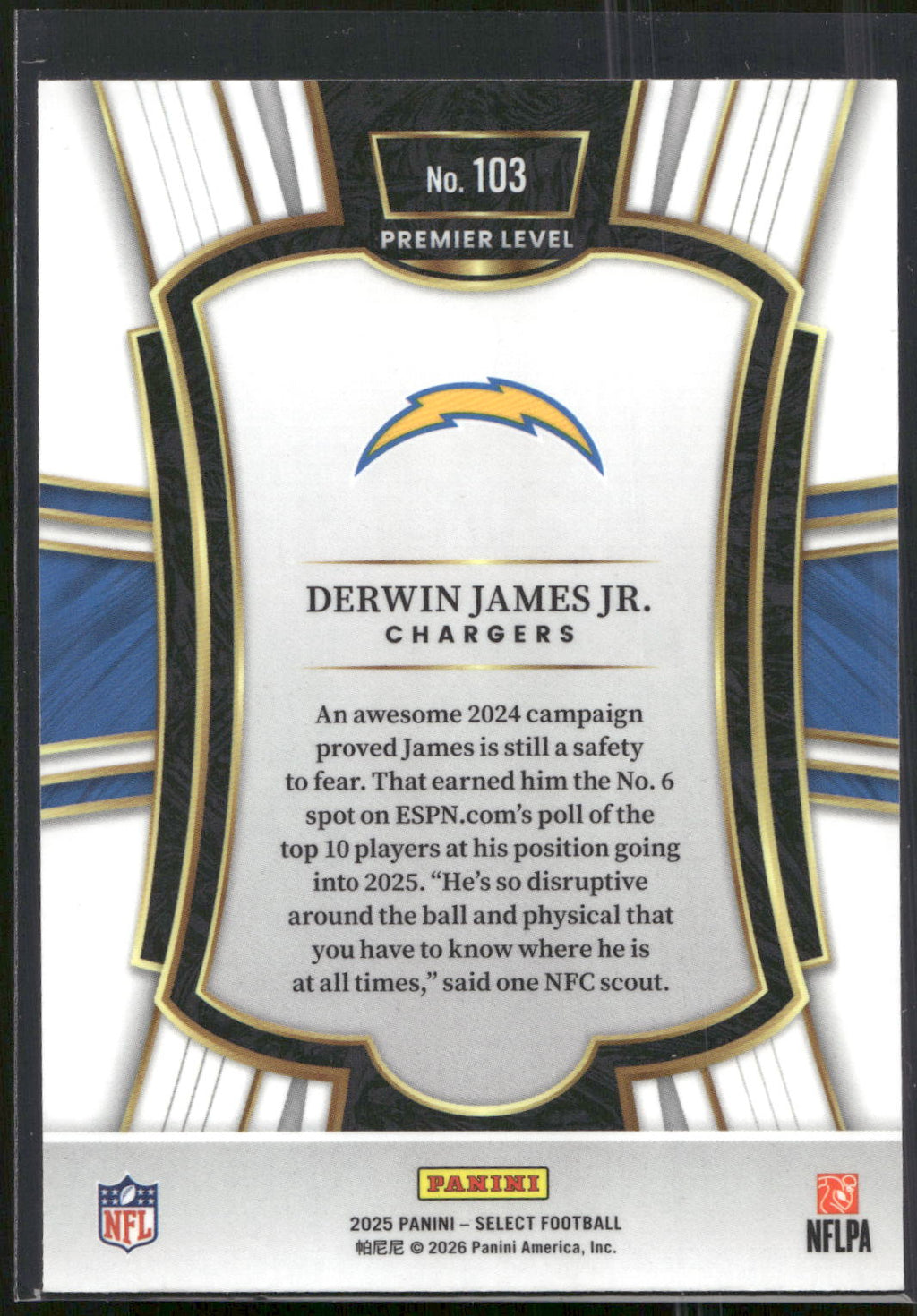 2025 Panini Select #103 Derwin James Jr.