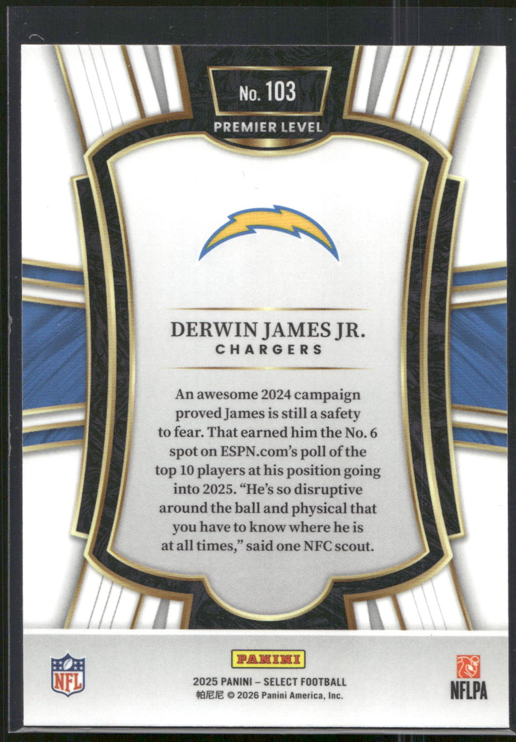 2025 Panini Select #103 Derwin James Jr.