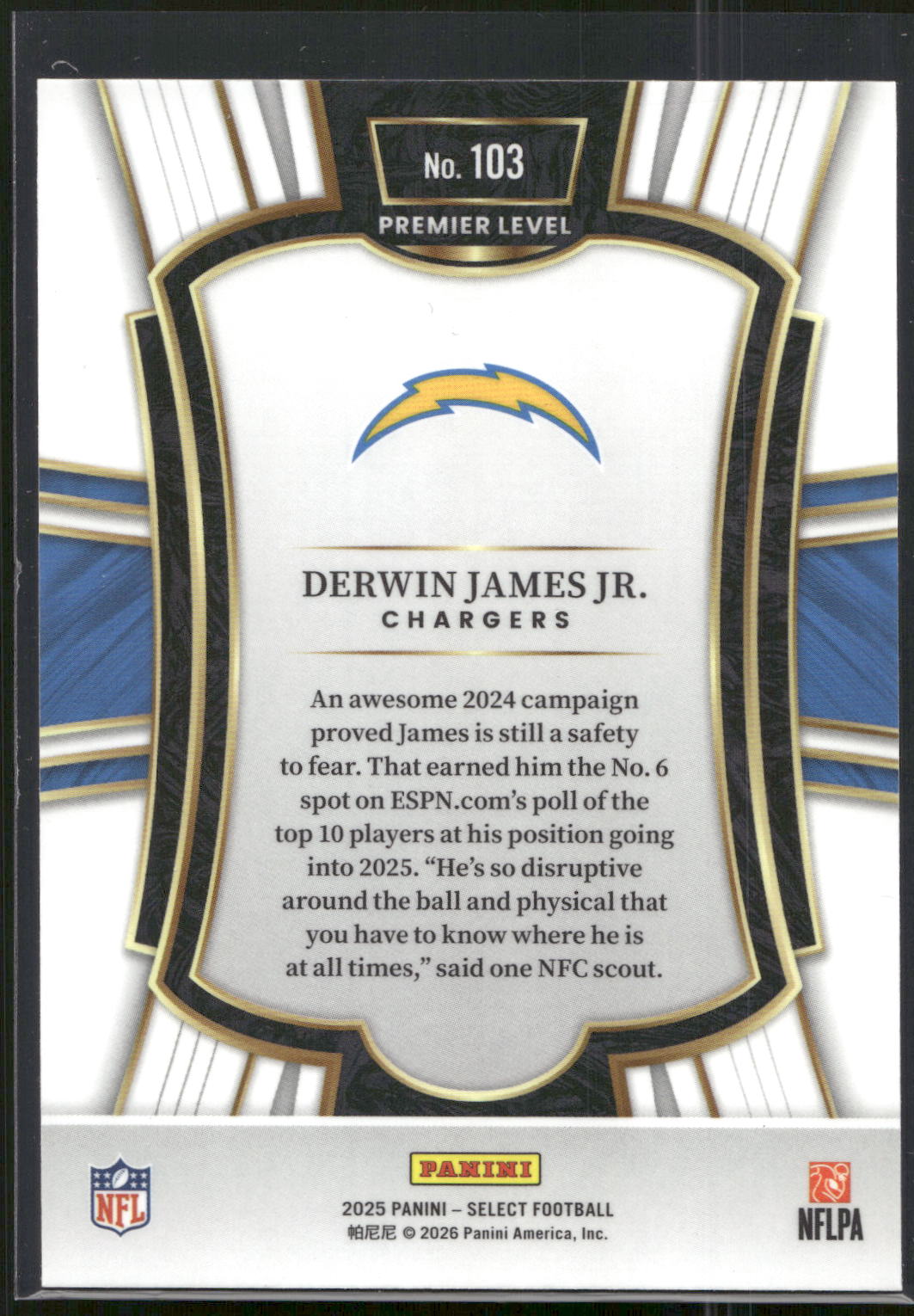2025 Panini Select #103 Derwin James Jr.