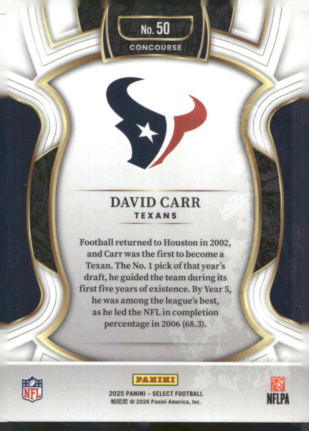 2025 Panini Select #50 David Carr