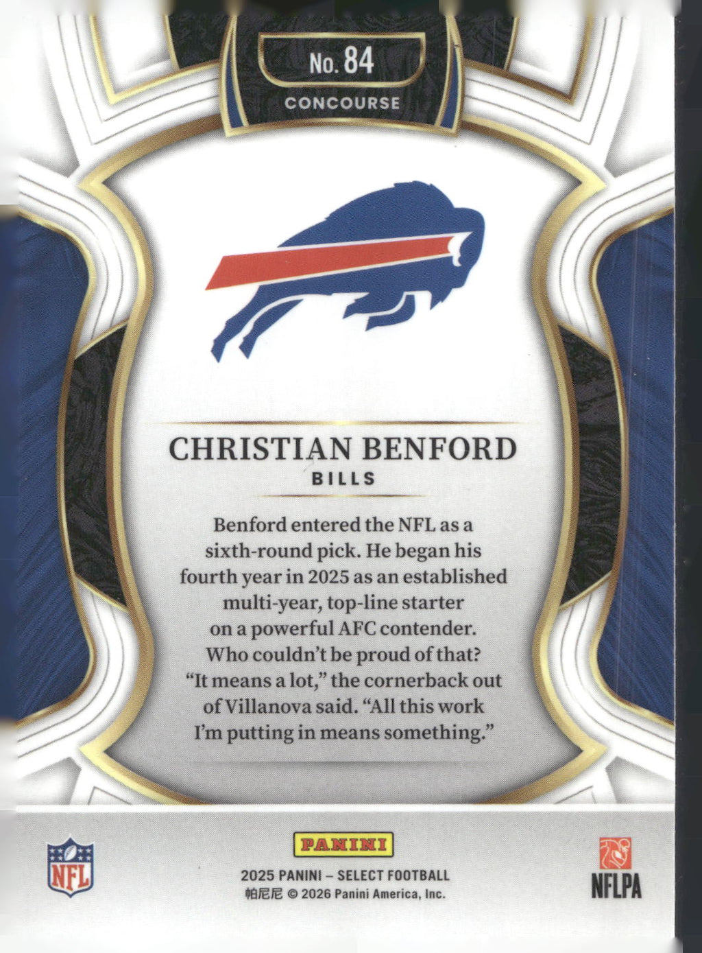 2025 Panini Select #84 Christian Benford